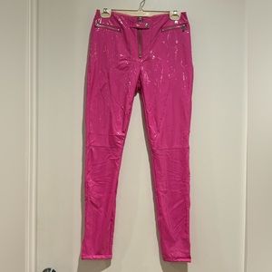 New Dolls Kill pink leather latex pants